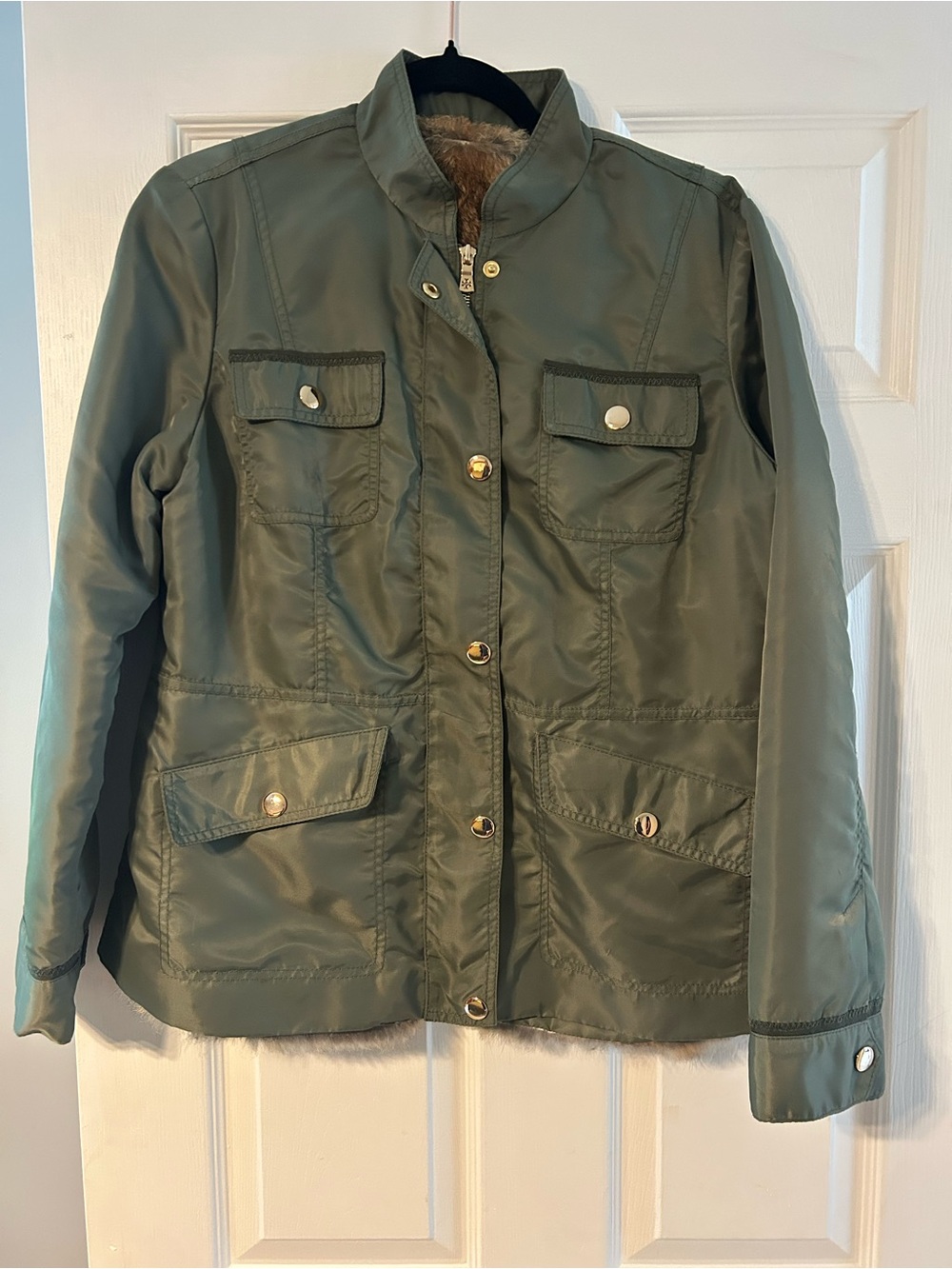 Tory Burch Olive Green Utility Jacket with Sherpa Trim [open to offers]